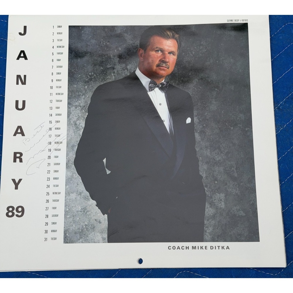 1989 Chicago Bears Calendar Signed by 5! Ditka Harbaugh Duerson Tomczak Jackson